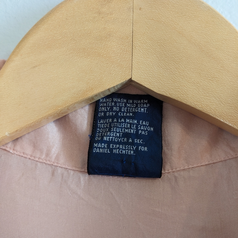 100% Silk Button Down Shirt, Pale Pink, Size M, Gently used - Picture 4 of 14